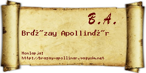 Brázay Apollinár névjegykártya